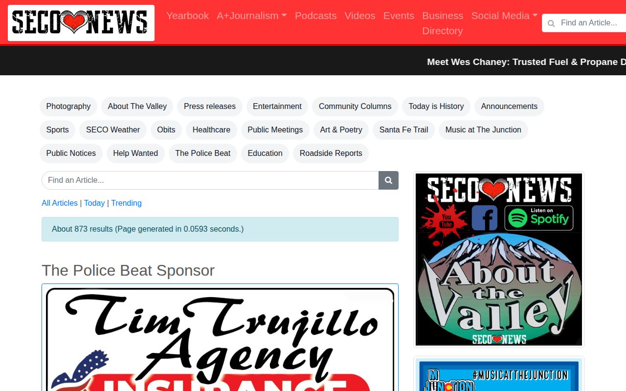 Baca County crime news on the SECO News Police Beat page
